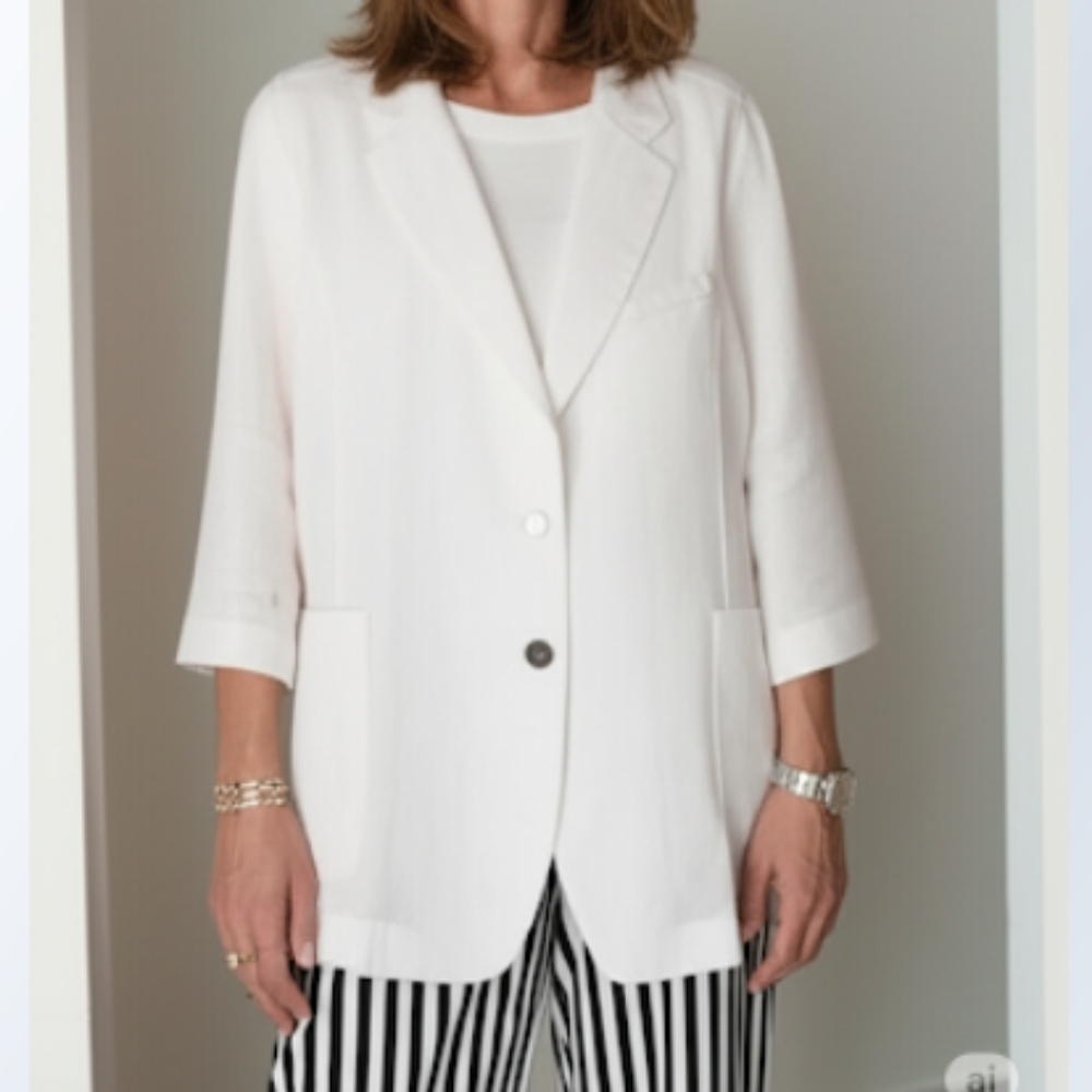 NWT VIVID Linen 3/4 Sleeve Button Blazer Plus Size 2X